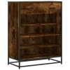 Füstös tölgy színű szerelt fa és fém cipőszekrény 75x38x97,5 cm