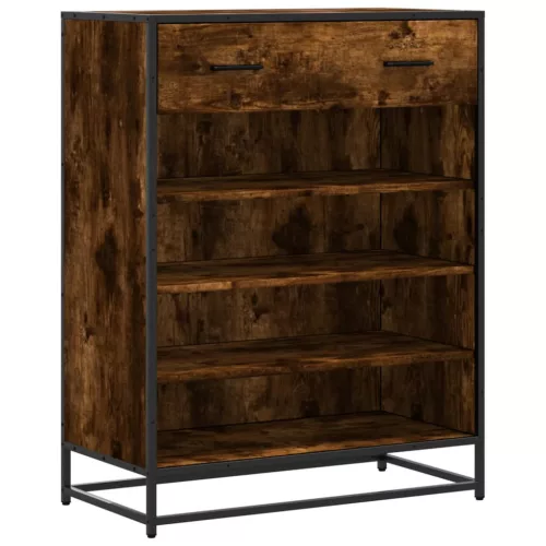 Füstös tölgy színű szerelt fa és fém cipőszekrény 75x38x97,5 cm