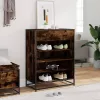 Füstös tölgy színű szerelt fa és fém cipőszekrény 75x38x97,5 cm