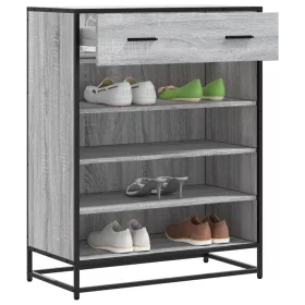   Szürke sonoma szerelt fa és fém cipőszekrény 75 x 38 x 97,5 cm