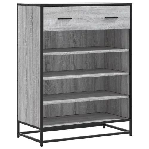 Szürke sonoma szerelt fa és fém cipőszekrény 75 x 38 x 97,5 cm