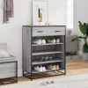 Szürke sonoma szerelt fa és fém cipőszekrény 75 x 38 x 97,5 cm