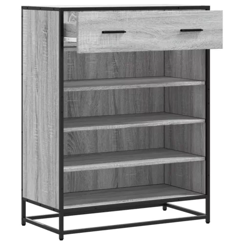 Szürke sonoma szerelt fa és fém cipőszekrény 75 x 38 x 97,5 cm