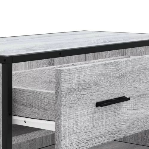 Szürke sonoma szerelt fa és fém cipőszekrény 75 x 38 x 97,5 cm