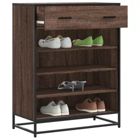   Barna tölgy színű szerelt fa és fém cipőszekrény 75x38x97,5 cm