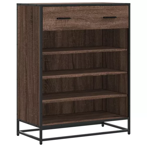 Barna tölgy színű szerelt fa és fém cipőszekrény 75x38x97,5 cm