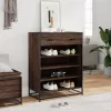 Barna tölgy színű szerelt fa és fém cipőszekrény 75x38x97,5 cm