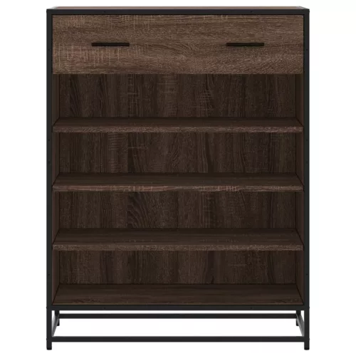 Barna tölgy színű szerelt fa és fém cipőszekrény 75x38x97,5 cm