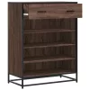 Barna tölgy színű szerelt fa és fém cipőszekrény 75x38x97,5 cm