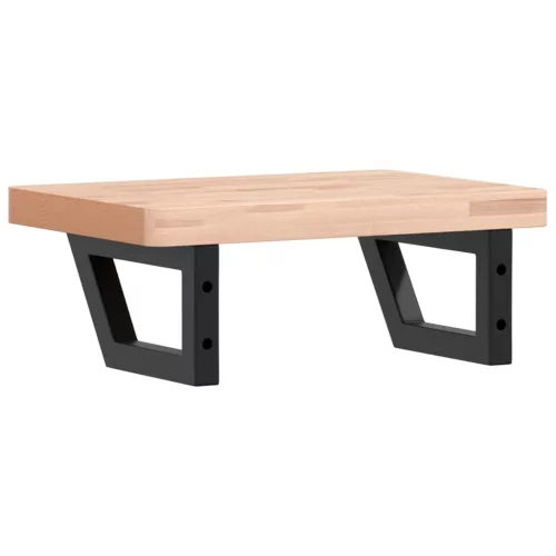 Acél és tömör bükkfa falra szerelhető mosdópolc