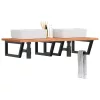 Acél és tömör bükkfa falra szerelhető mosdópolc