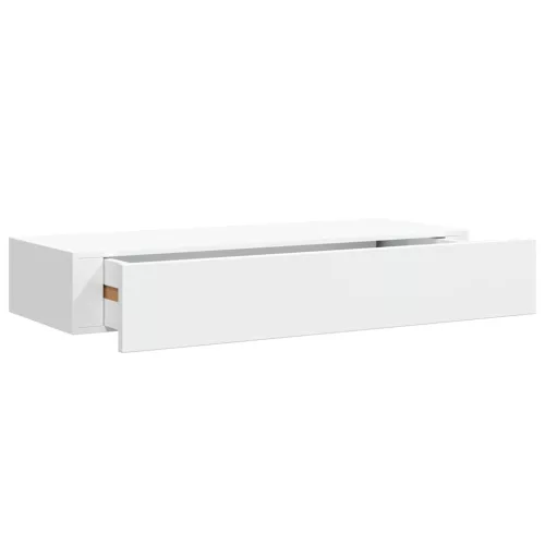 Fehér MDF falra szerelhető fiókos polc 60 x 23,5 x 10 cm