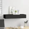 Fekete MDF falra szerelhető fiókos polc 60 x 23,5 x 10 cm