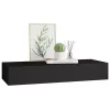 Fekete MDF falra szerelhető fiókos polc 60 x 23,5 x 10 cm