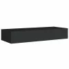Fekete MDF falra szerelhető fiókos polc 60 x 23,5 x 10 cm