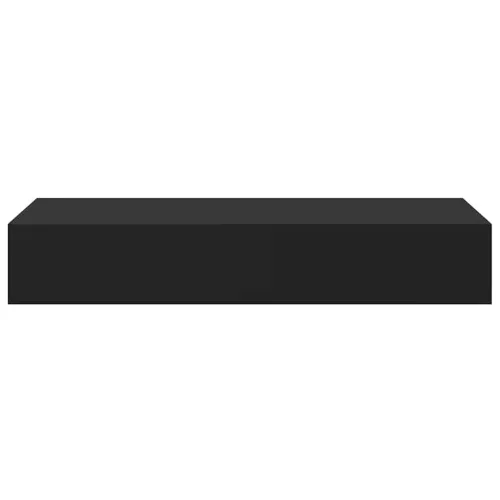 Fekete MDF falra szerelhető fiókos polc 60 x 23,5 x 10 cm