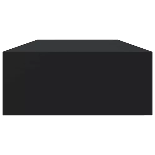 Fekete MDF falra szerelhető fiókos polc 60 x 23,5 x 10 cm