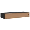 Fekete MDF falra szerelhető fiókos polc 60 x 23,5 x 10 cm