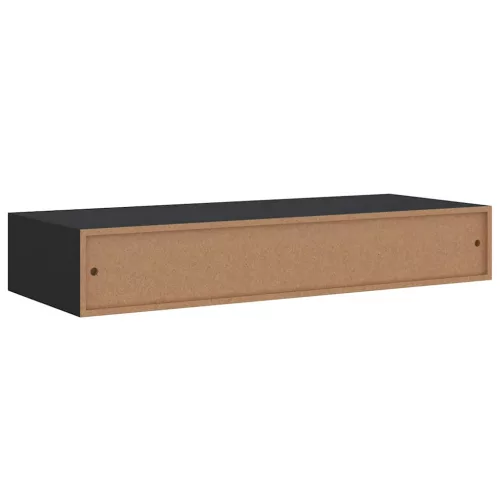 Fekete MDF falra szerelhető fiókos polc 60 x 23,5 x 10 cm