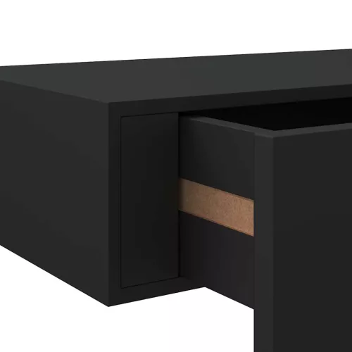 Fekete MDF falra szerelhető fiókos polc 60 x 23,5 x 10 cm