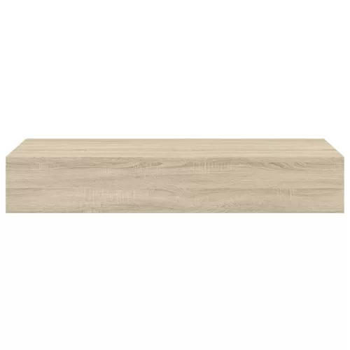 2 db tölgyszínű MDF falra szerelhető fiókos polc 60x23,5x10 cm
