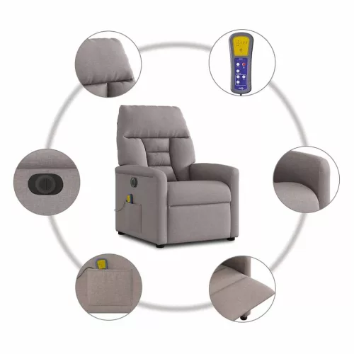 Tópszínű szövet elektromos dönthető masszázsfotel