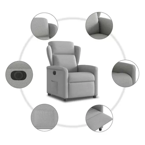 Felhőszürke szövet elektromos dönthető fotel