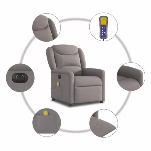 Tópszínű szövet elektromos dönthető masszázsfotel