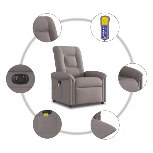 Tópszínű szövet elektromos dönthető masszázsfotel