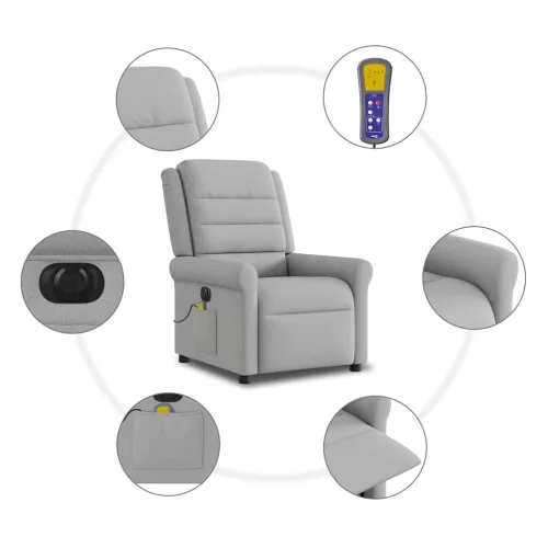 Felhőszürke szövet dönthető elektromos masszázsfotel
