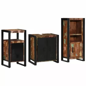   Fürdőszoba bútor szett 3 pcs Szilárd újrahasznosított fa