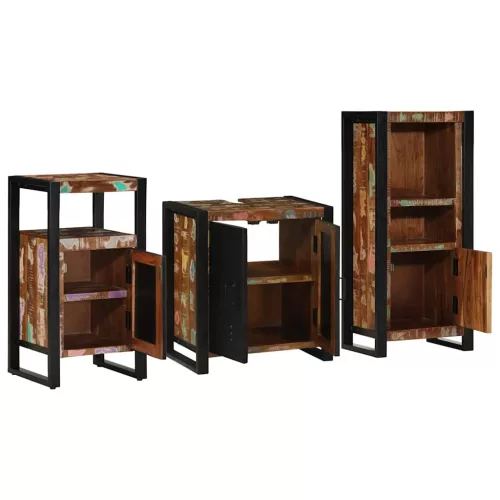 Fürdőszoba bútor szett 3 pcs Szilárd újrahasznosított fa