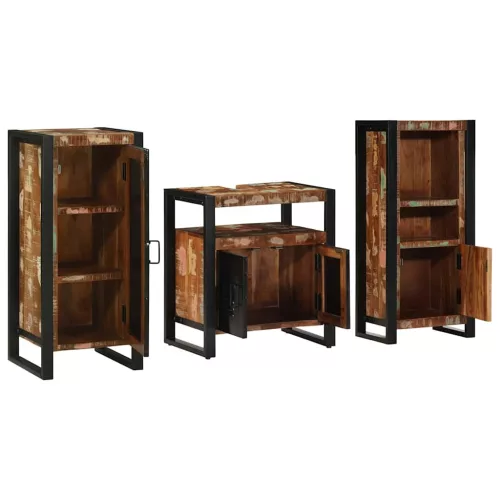 Fürdőszoba bútor szett 3 pcs Szilárd újrahasznosított fa