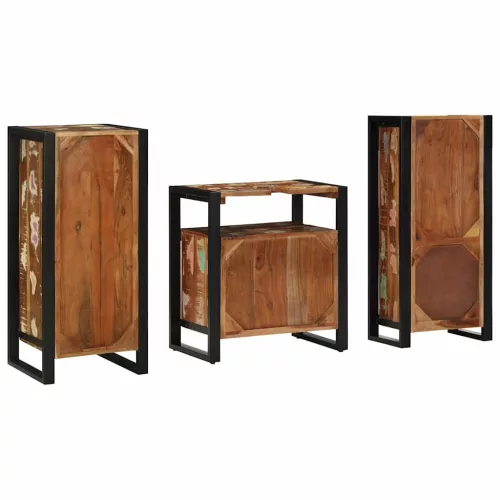 Fürdőszoba bútor szett 3 pcs Szilárd újrahasznosított fa