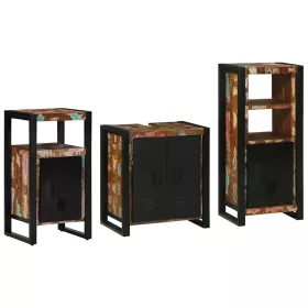   Fürdőszoba bútor szett 3 pcs Szilárd újrahasznosított fa