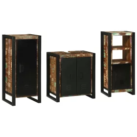   Fürdőszoba bútor szett 3 pcs Szilárd újrahasznosított fa
