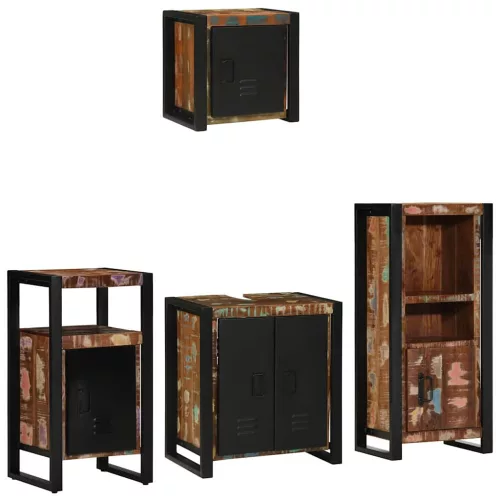 Fürdőszoba bútor szett 4 pcs Szilárd újrahasznosított fa