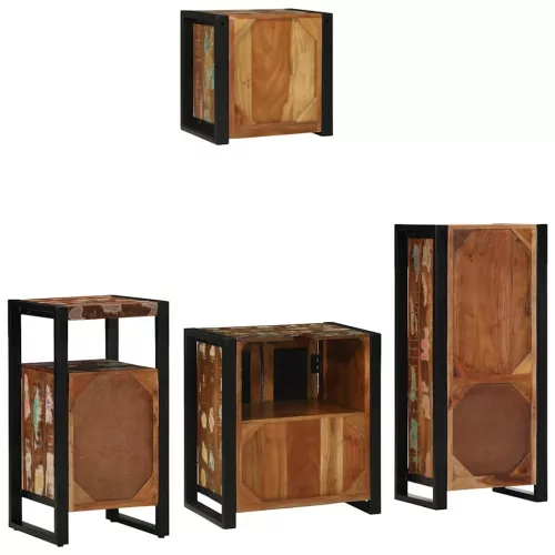 Fürdőszoba bútor szett 4 pcs Szilárd újrahasznosított fa