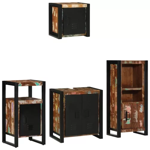 Fürdőszoba bútor szett 4 pcs Szilárd újrahasznosított fa