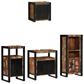   Fürdőszoba bútor szett 4 pcs Szilárd újrahasznosított fa