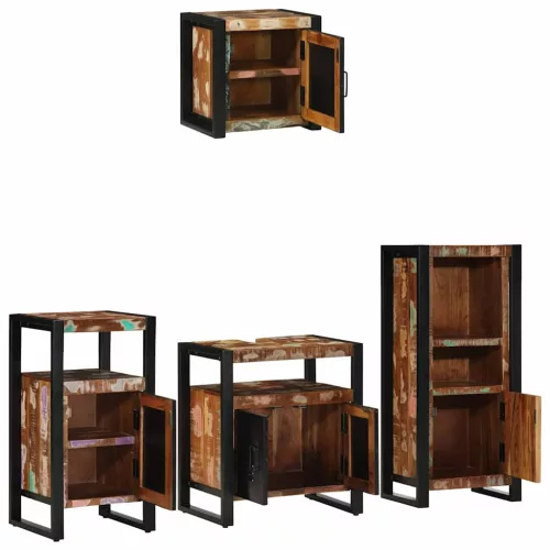 Fürdőszoba bútor szett 4 pcs Szilárd újrahasznosított fa
