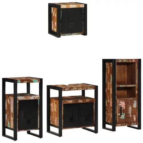 Fürdőszoba bútor szett 4 pcs Szilárd újrahasznosított fa