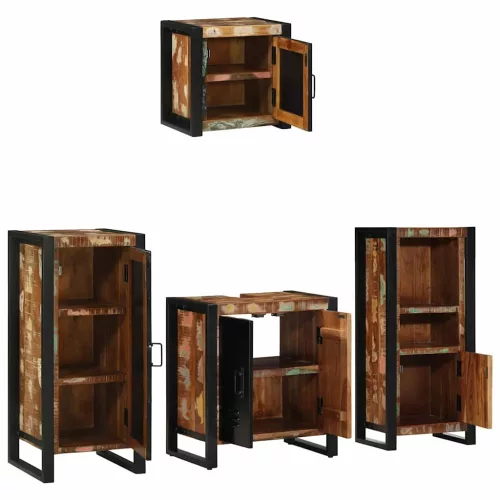 Fürdőszoba bútor szett 4 pcs Szilárd újrahasznosított fa