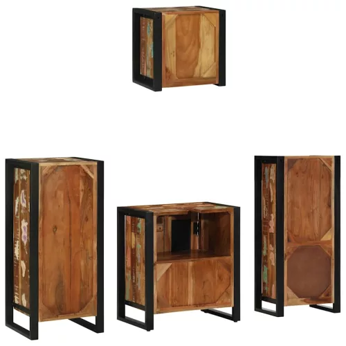 Fürdőszoba bútor szett 4 pcs Szilárd újrahasznosított fa