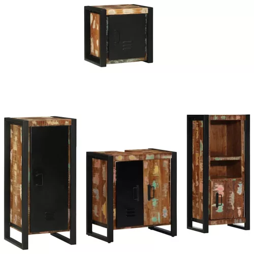 Fürdőszoba bútor szett 4 pcs Szilárd újrahasznosított fa
