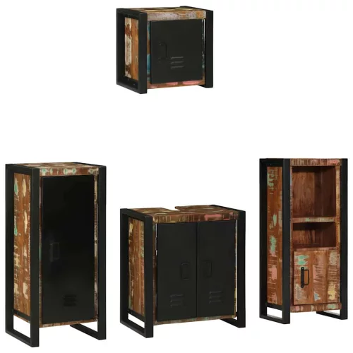 Fürdőszoba bútor szett 4 pcs Szilárd újrahasznosított fa