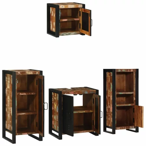 Fürdőszoba bútor szett 4 pcs Szilárd újrahasznosított fa