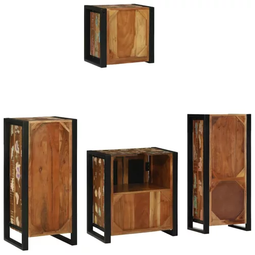 Fürdőszoba bútor szett 4 pcs Szilárd újrahasznosított fa