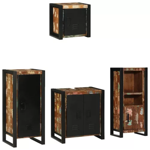 Fürdőszoba bútor szett 4 pcs Szilárd újrahasznosított fa