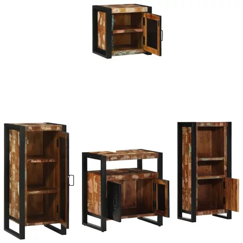 Fürdőszoba bútor szett 4 pcs Szilárd újrahasznosított fa